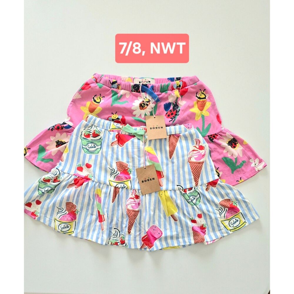 NWT Mini Boden Tiered Jersey Skort Bundle, Size 7/8